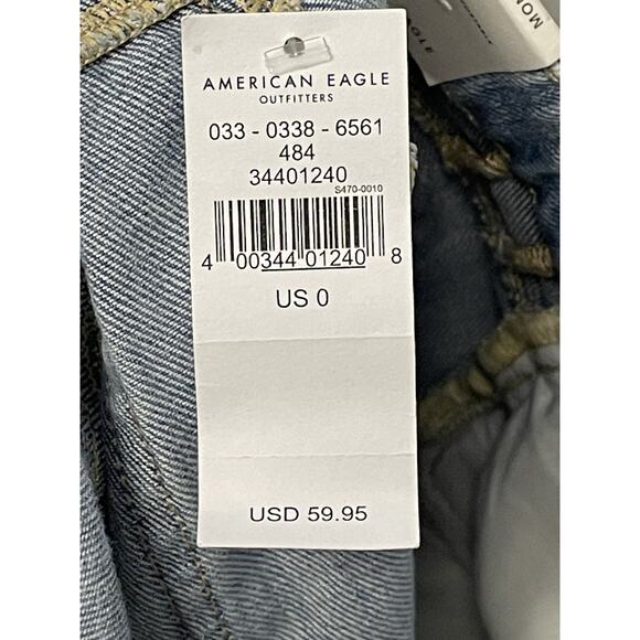 American Eagle Mom Short Womens 0 Blue Distressed Denim Super High Rise Shorts - Picture 12 of 14